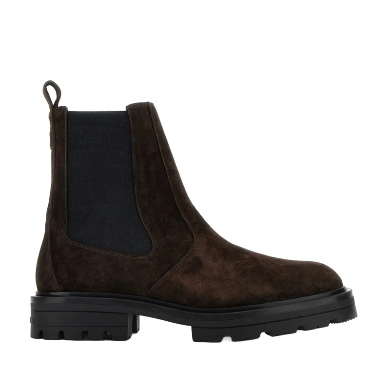 Hogan Stiefel Palissandro Brown Suede Ankle Boots Black