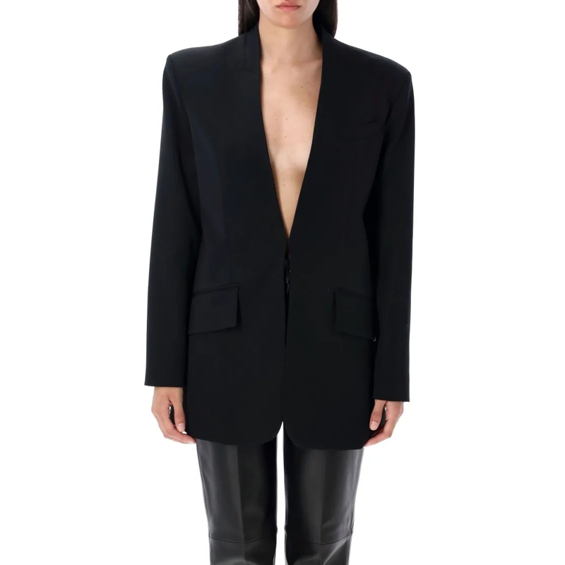 The Attico Blazer Wool Gabardine Jacket Black