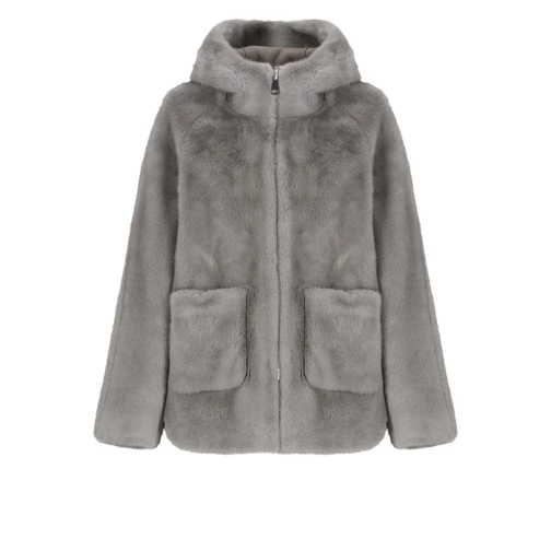 Betta Corradi  Synthetic Fur Reversible Coat Grey