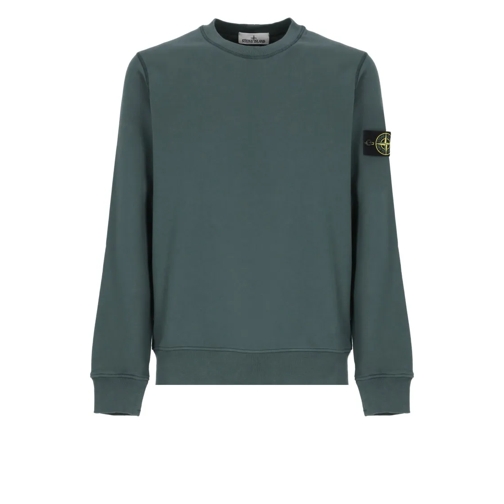 Stone Island Sweatshirts Green Cotton Logoed Sweatshirt Green