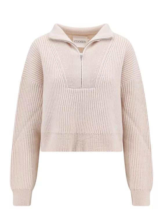 Closed Ribbed Wool And Alpaca Sweater Neutrals Trui van wol