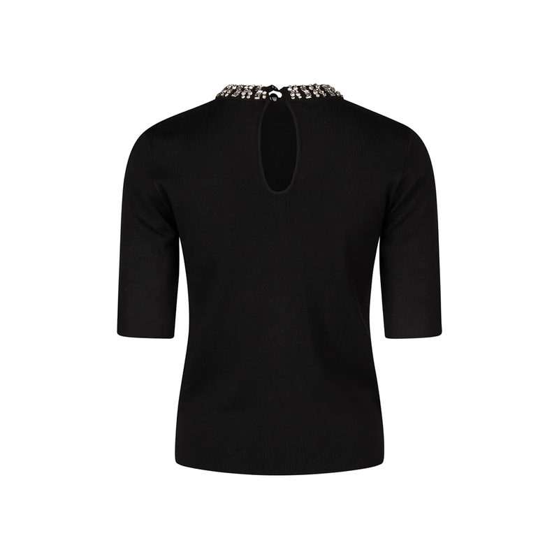 Marc Aurel Pullover Pullover mit Strass-Ausschnitt schwarz(Image 5)