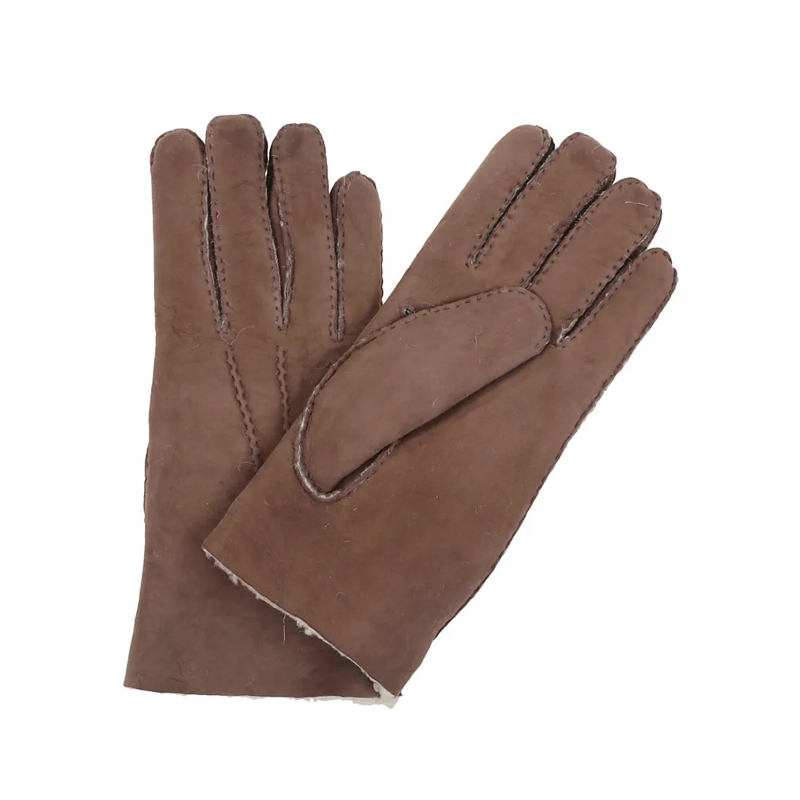 Eleventy Gants Textured Brown Gloves With Plush Lining Brown