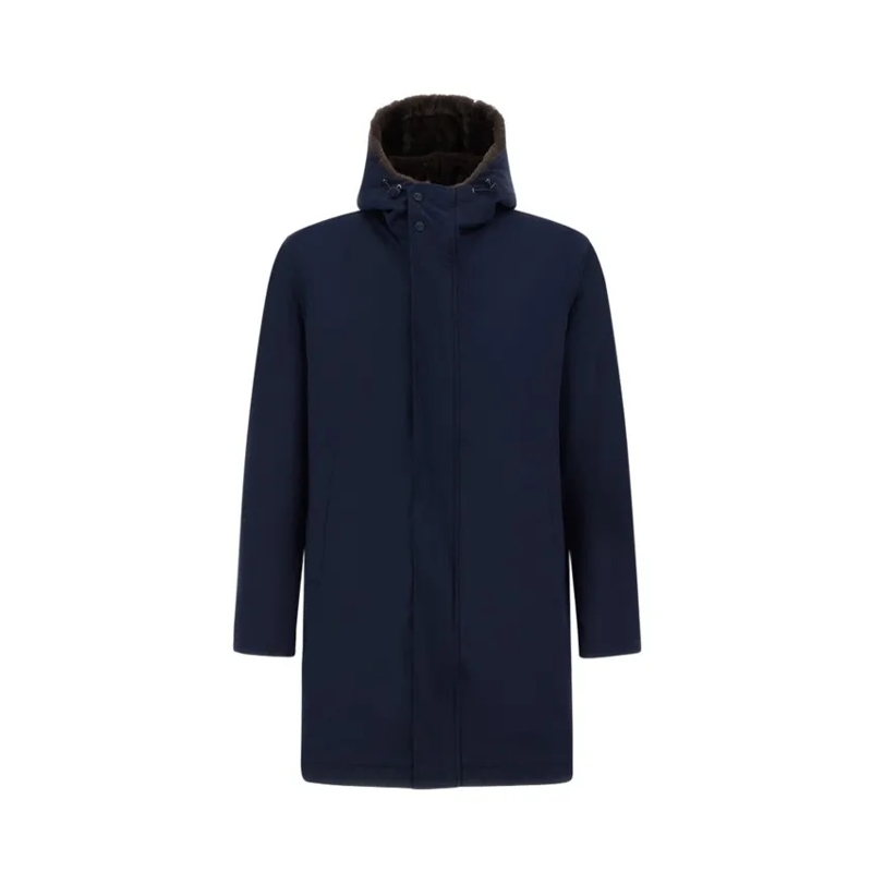 Herno Parka Long Water-Repellent Parka With Faux Fur Hood Black