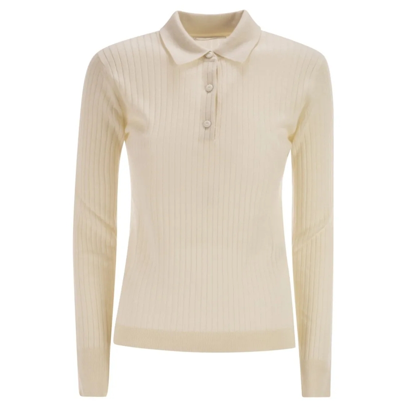 Max Mara Trui Mxpgitano - Ribbed Knit Polo Shirt Yellow