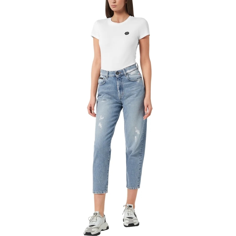Philipp Plein Cropped-Jeans Mama Fit Hexagon jeansblau(Image 4)