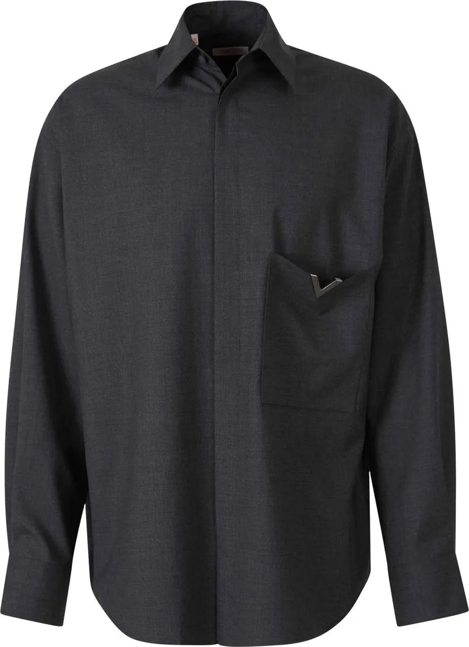 Thumbnail - Valentino Garavani - Logo Wool Shirt - Größe 41 - bunt