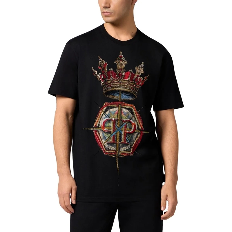 Philipp Plein T-Shirt Round Neck T-Shirt Crown Stones schwarz(Image 2)