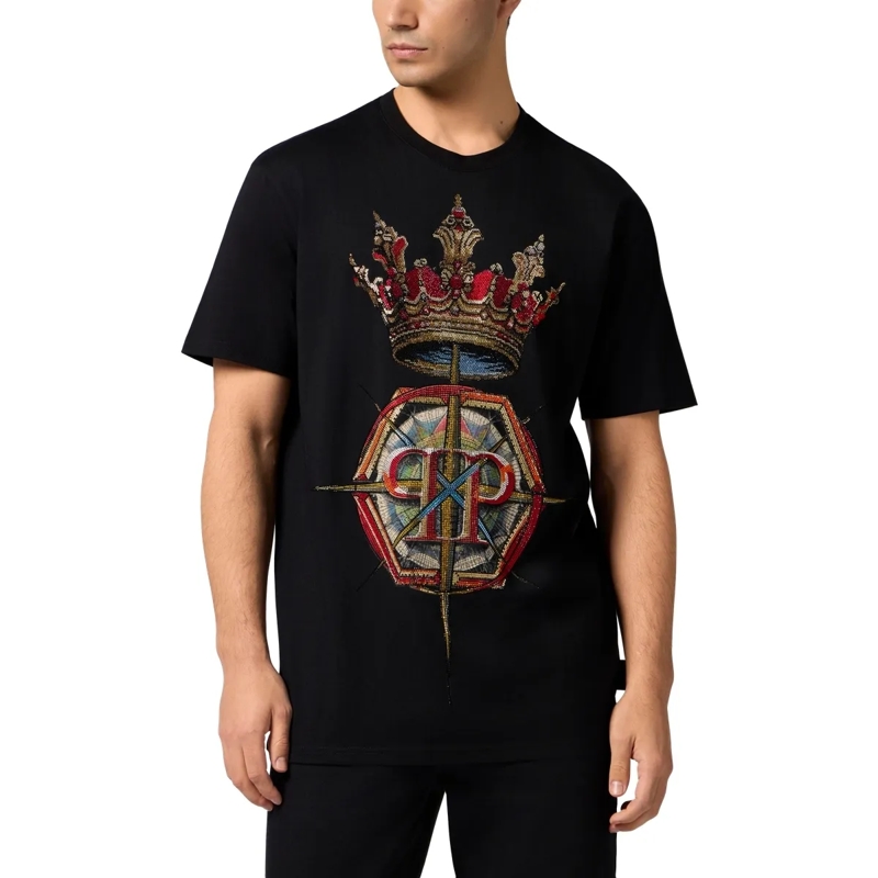 Philipp Plein T-Shirt Round Neck T-Shirt Crown Stones schwarz(Image 3)