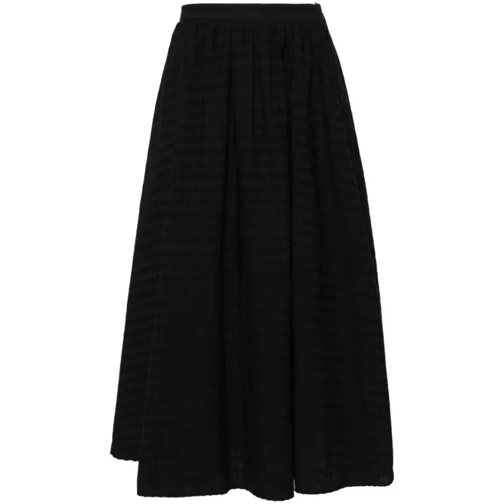 MSGM Black Striped Midi Skirt Black 