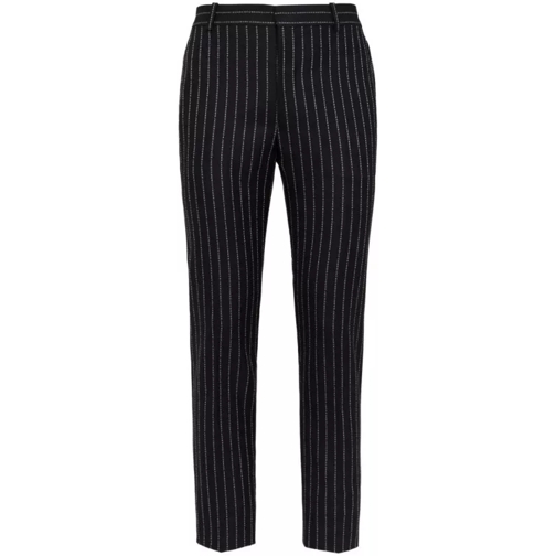 Alexander McQueen White/Black Lettering Pinstripe Pants Black 