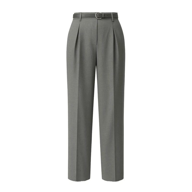 Max Mara  Wide Leg Grey Trousers With Slim Belt Grey