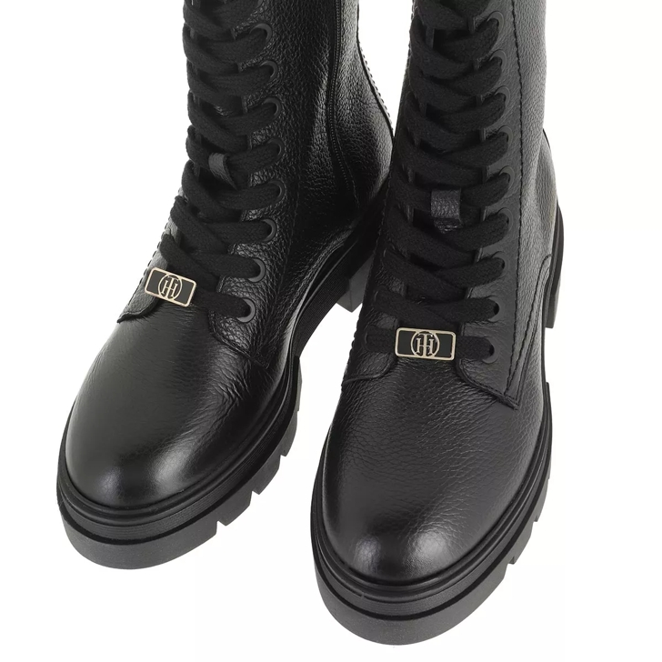 Tommy Hilfiger Monochromatic Lace Up Black | Biker boot | fashionette