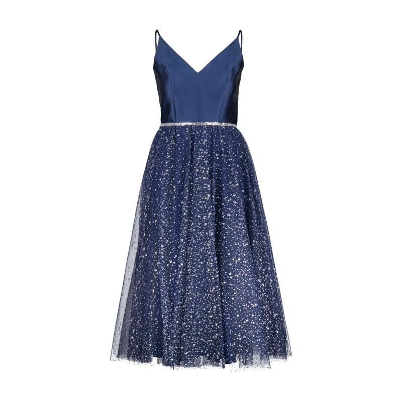 SWING Maxikleid Cocktailkleid mit Glitzerrock blau