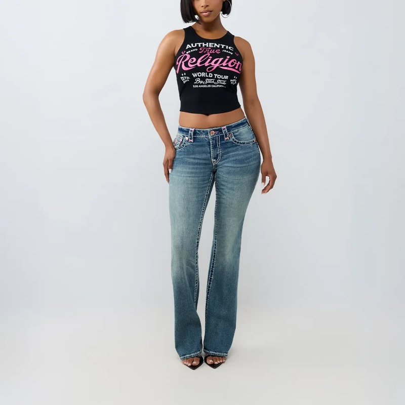 True Religion Top - Tanktop- Gerippt- Logo mit Ziersteine besetzt schwarz(Image 2)