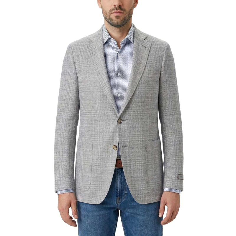 Canali Anzugjacke Sakko Kei aus Leinen und Wolle grau(Image 2)