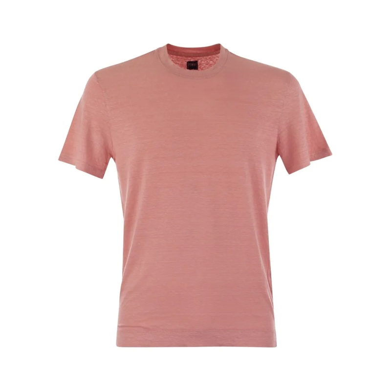 Fedeli T-Shirt Classic Crew Neck Linen Flex T-Shirt Pink