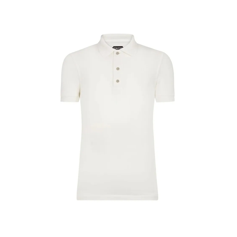 Tom Ford Polohemd Bone-Colored Cotton Blend Tom Ford Polo Shirt White