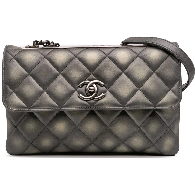 Chanel Sac à bandoulière Quilted Metallic Lambskin Trendy CC Flap grau