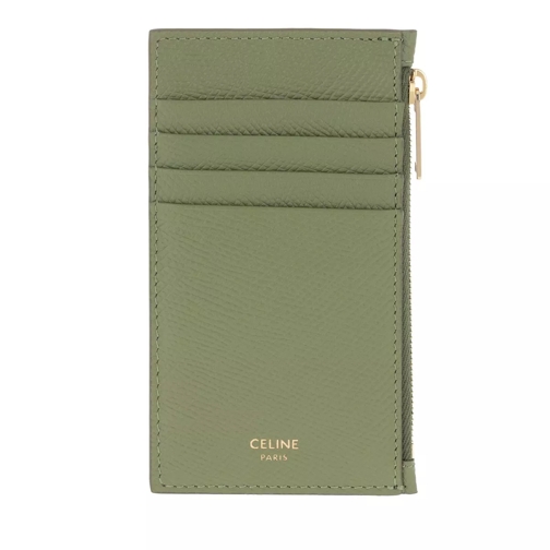 Celine Zipped Compact Card Holder Leather Light Khaki Porta carte di credito