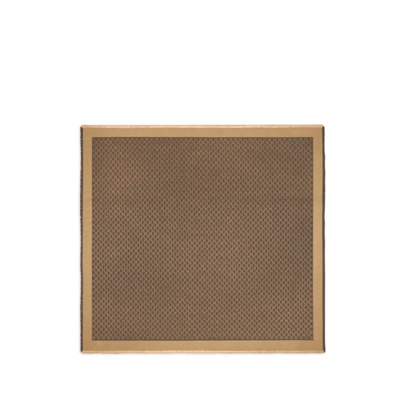 Gucci Lichtgewicht Sjaal Rectangular Scarf With Geometric Pattern Brown