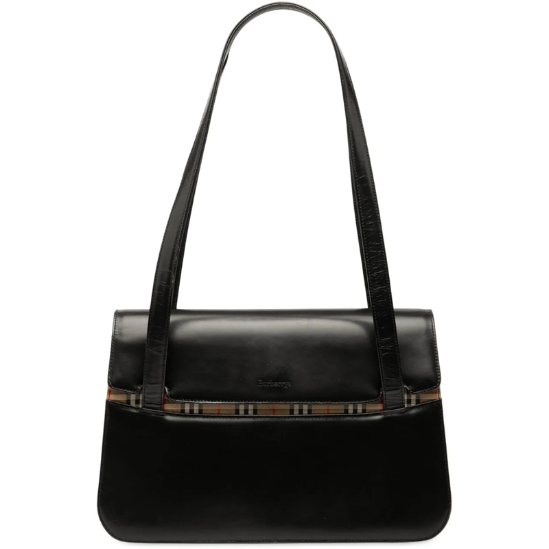 Burberry Schultertasche House Check Trimmed Leather Shoulder Bag schwarz