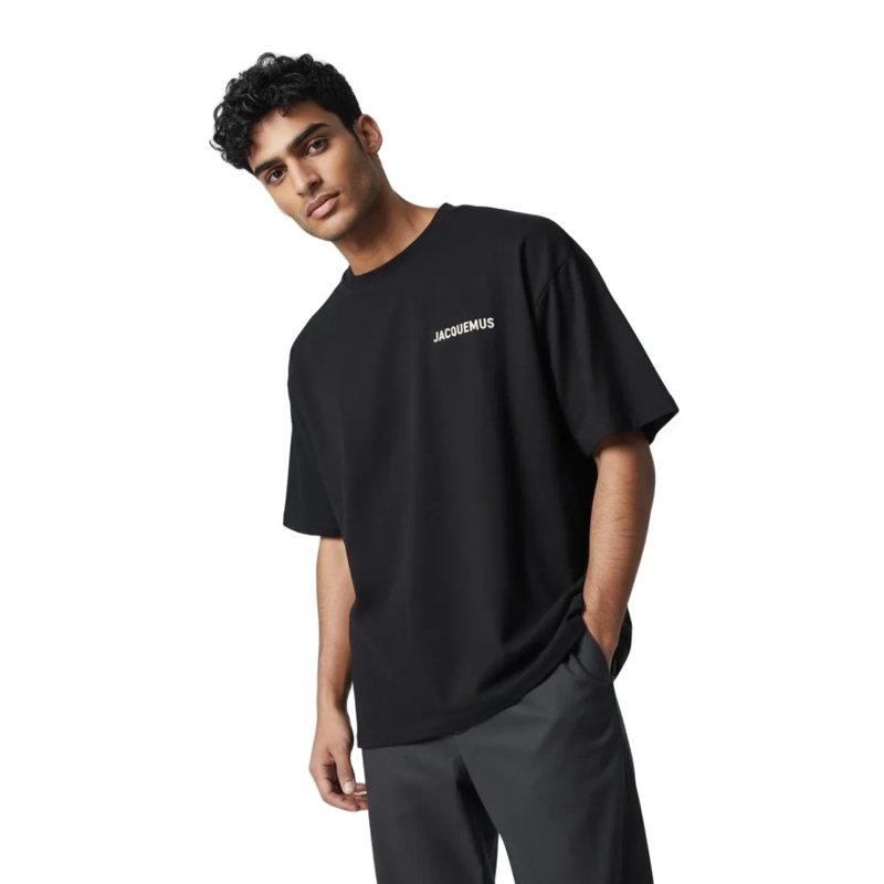 Jacquemus T-shirt Loose-Fitting Black T-Shirt With Logo Details Black