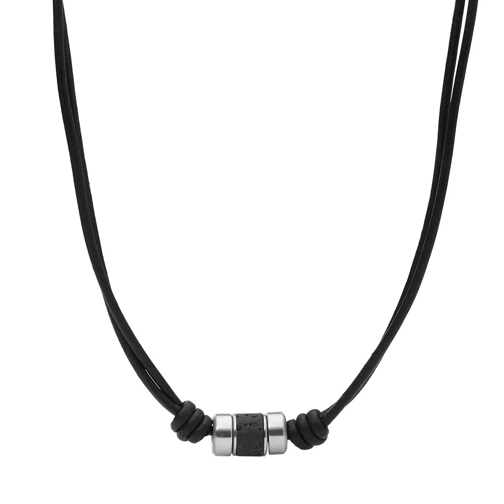 Fossil Caravan Lava Stainless Steel Station Necklace Black Collana media