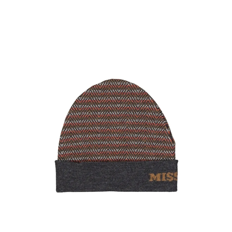Missoni Hoed Textured Wool Hat With Ribbed Trim Grey