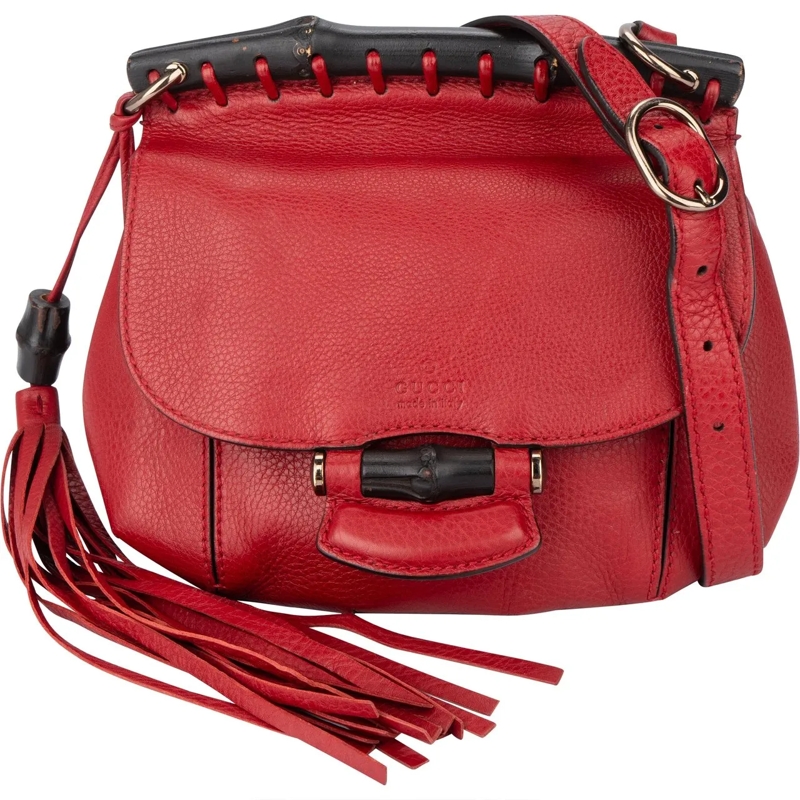Gucci Schultertasche Gucci Red Leather Bamboo Crossbody Bag mehrfarbig