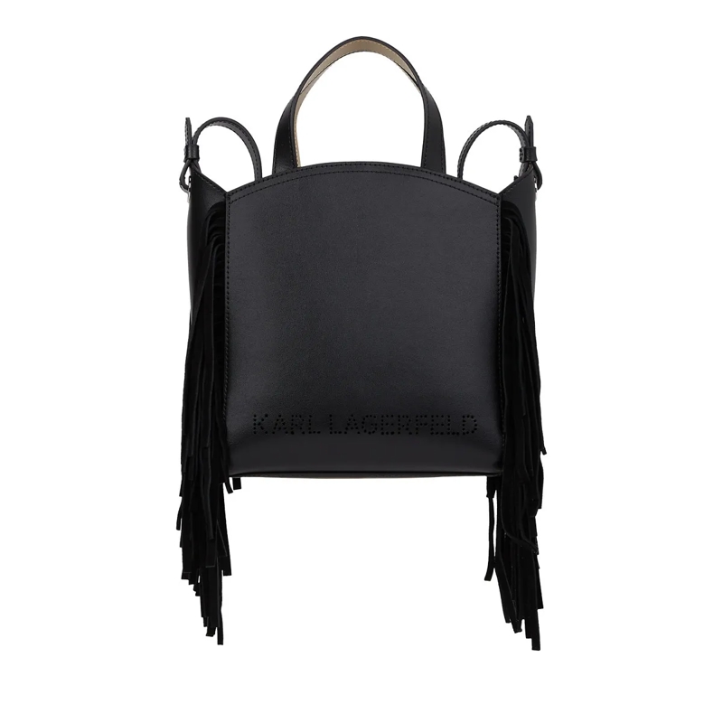 Karl Lagerfeld Tote K/Circle Kleine Tote Bag mit Fransen Handtasche schwarz