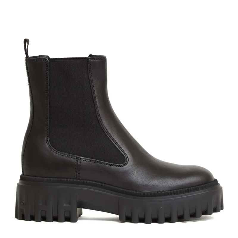 Hogan Stiefel Black Leather Chelsea Boots Black