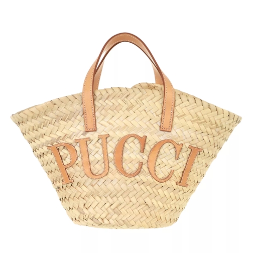 Emilio Pucci Solid & Losanghe Baby Bucket Bag Naturale Giallo/Rosa Korbtasche