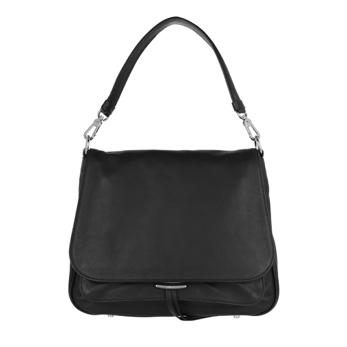 Abro Velvet Calf Leather Shoulder Bag L Black/Nickel Satchel
