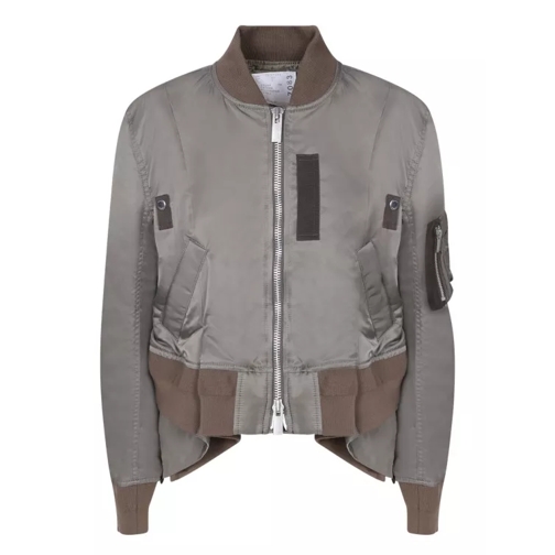 Sacai Nylon Bomber Jacket With An Asymmetric Cut Grey 