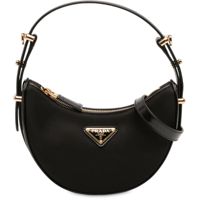 Prada Sac à bandoulière Small Re Nylon and Leather Arque Satchel schwarz