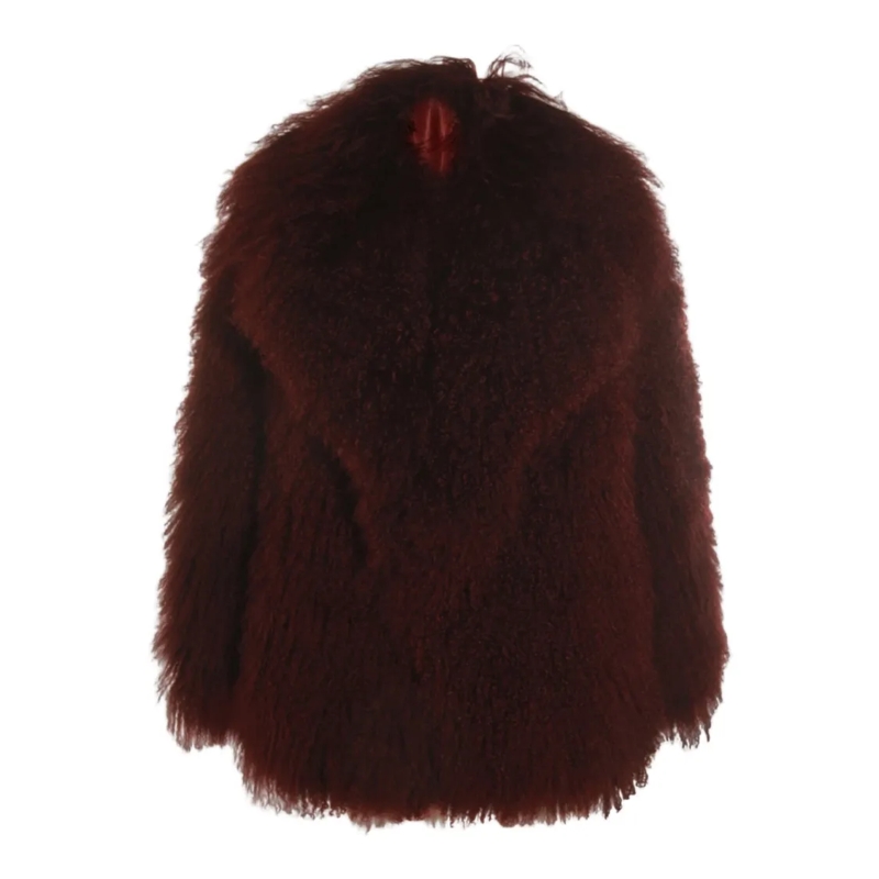 Salvatore Santoro  Bordeaux Curly Textured Fur Coat Black