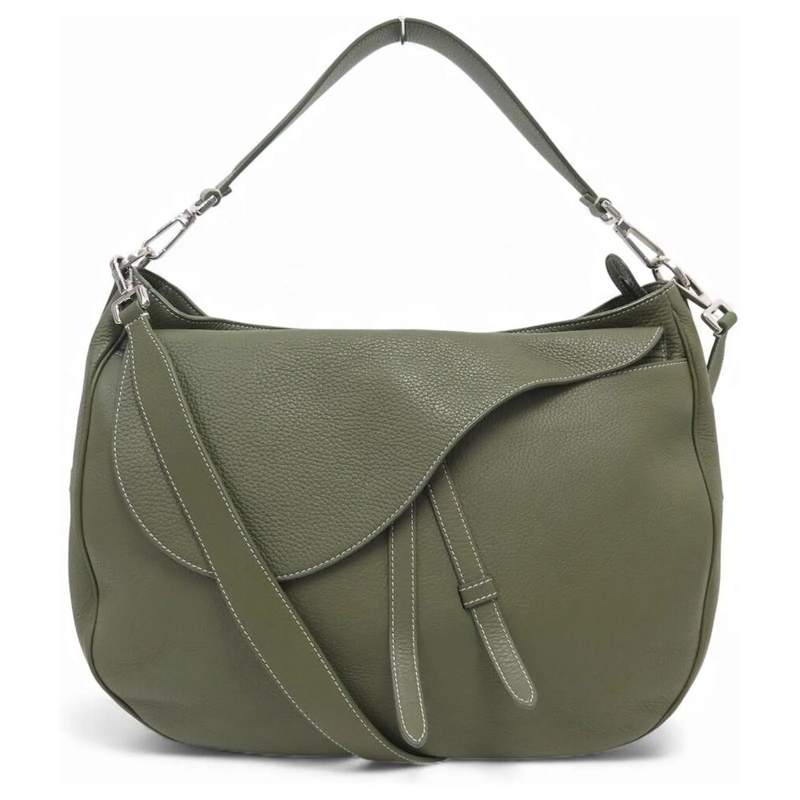 Christian Dior Satchel NEUE DIOR SADDLE HOBO HANDTASCHE AUS KHAKI STRUKTU grün