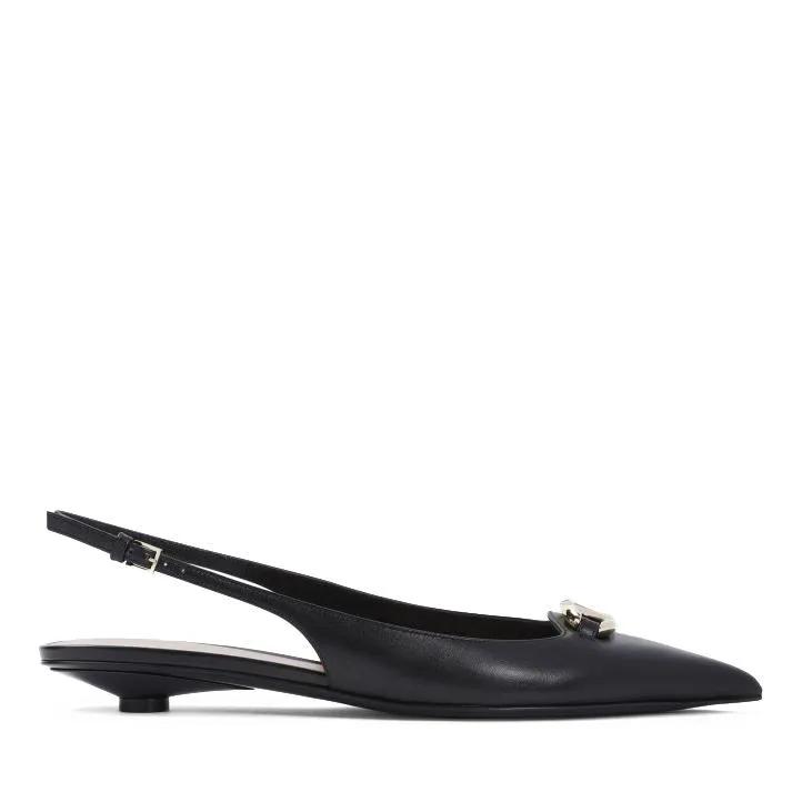 VALENTINO Pumps & High Heels - Black Leather Ballerina - Gr. 37,5 (EU) - in Beige - für Damen