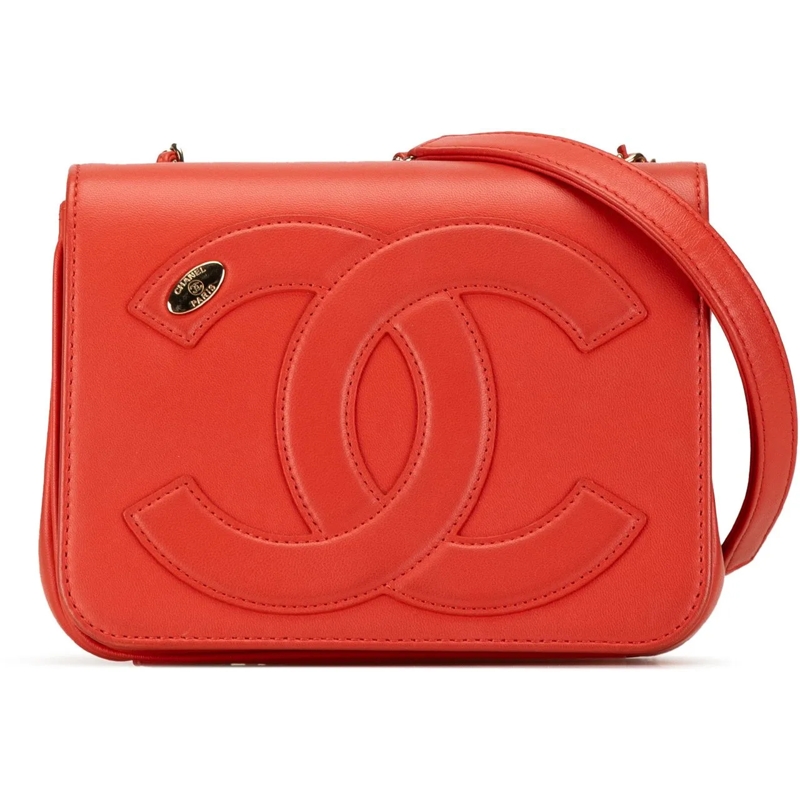 Chanel Schultertasche Lambskin CC Mania Flap rot