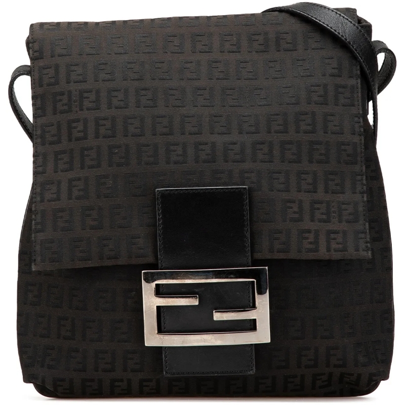 Fendi Schultertasche Zucchino Canvas Crossbody schwarz