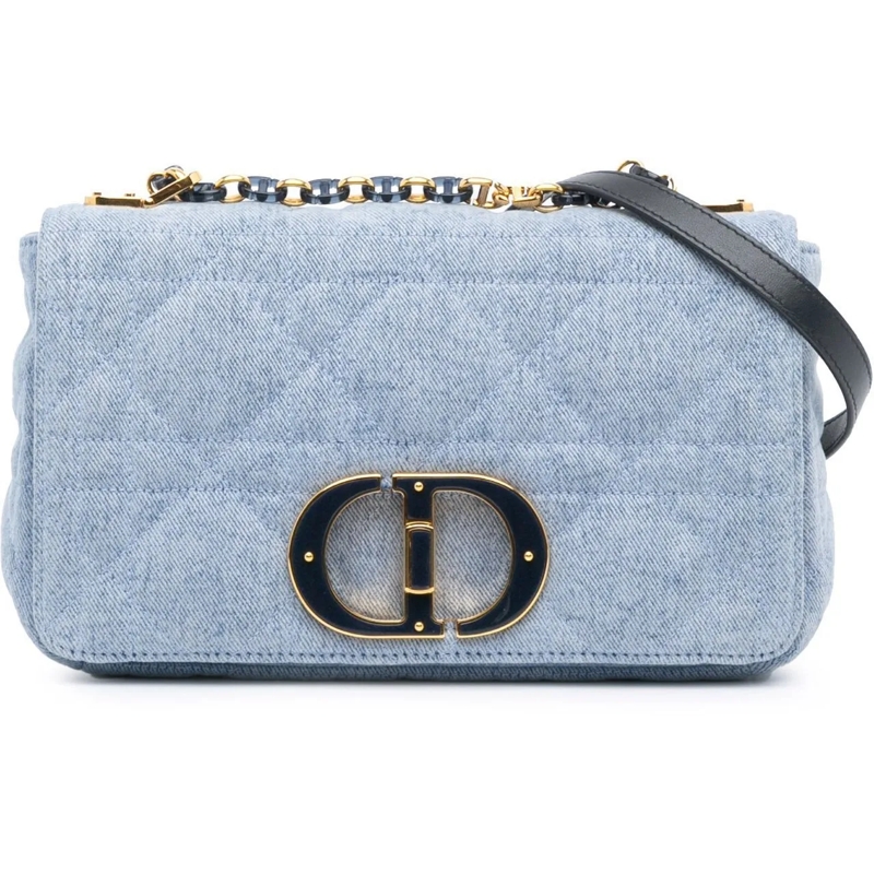 Christian Dior Schultertasche Medium Denim Macrocannage Caro Bag blau