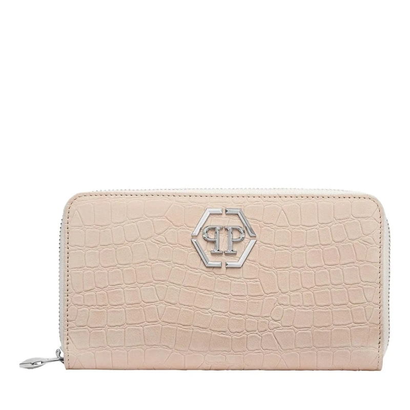 Philipp Plein Portemonnaie mit Zip-Around-Reißverschluss Mid-Zip Brieftasche beige