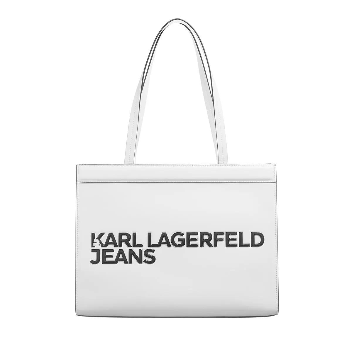 Karl Lagerfeld Jeans Logo Embossed Tote J109 White | Shopping Bag ...