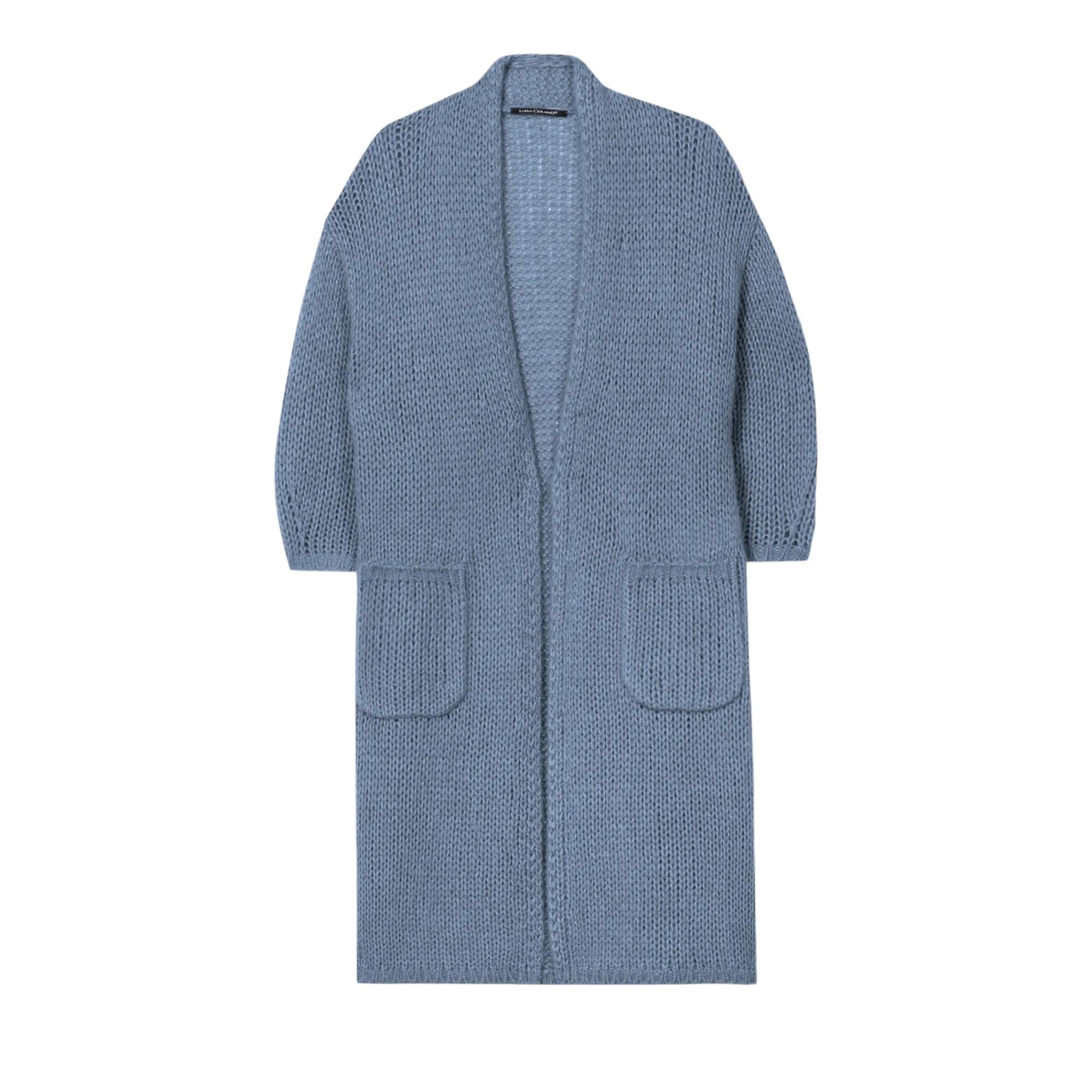 Luisa Cerano - Longcardigan aus Alpaka-Mix - Größe 42 - blau