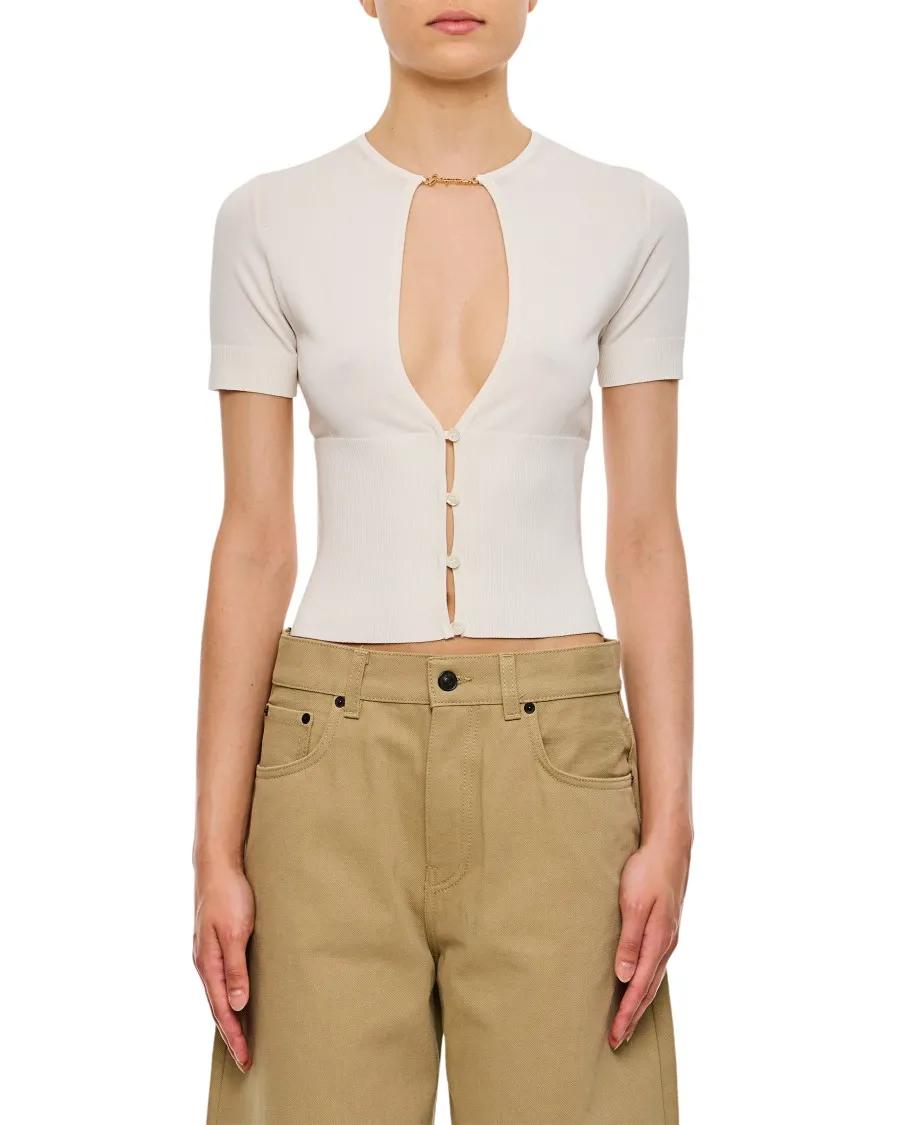 Jacquemus - Le Haut Pralu Cut-Out Short Sleeves Cardigan - Größe 36 - weiß