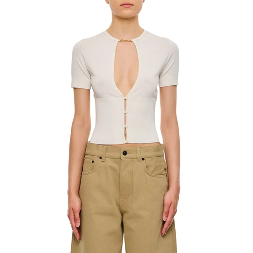 Jacquemus Le Haut Pralu Cut-Out Short Sleeves Cardigan White Vest