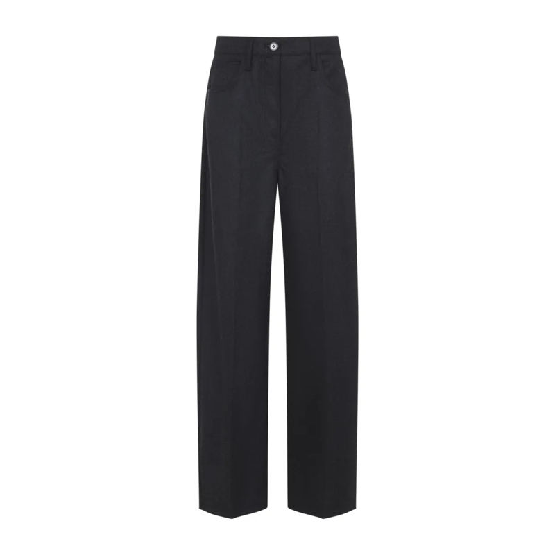 Prada  High-Waisted Straight-Leg Trousers In Fine Virgin  Black