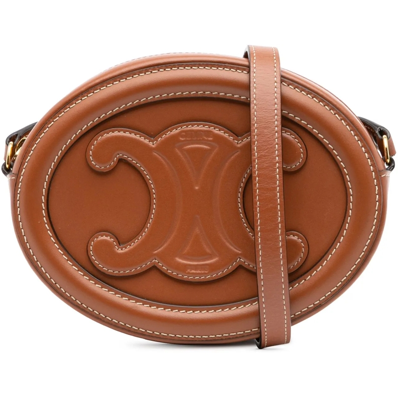 Celine Schultertasche Small Calfskin Cuir Triomphe Oval Crossbody braun