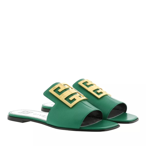 Givenchy 4G Sandals Grained Leather Green Slide